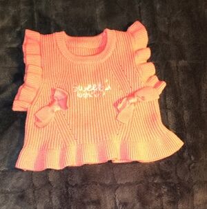 SHEIN Coral Pink Knit Ruffle Bow Tank